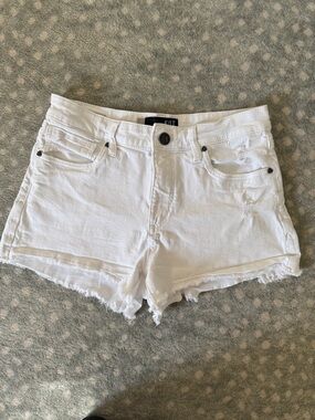Kut from the Kloth White Distressed Frayed Hem Denim Shorts